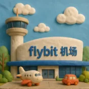 FlyBit 机场航站楼插画，云端幻想风格